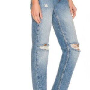 Good American Good '90s Icon Distressed High Waist Straight Leg Jeans NWT 6/28